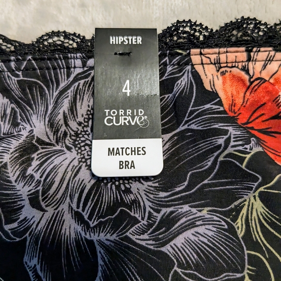 TORRID, NWT, Microfiber Mid Rise Hipster, Lace, XO Black Panty, Size 4X, Skulls - Picture 8 of 13